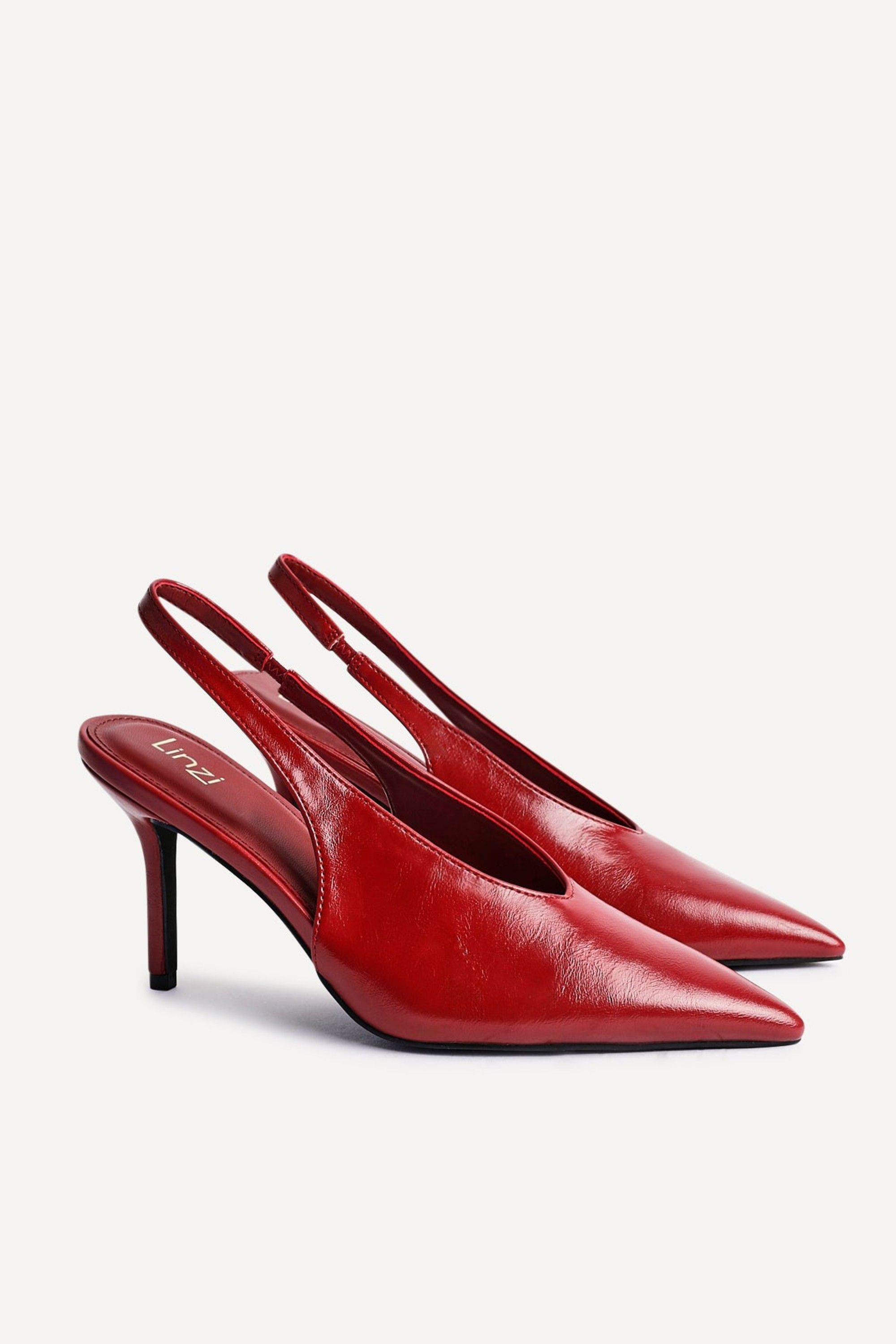 Linzi Evoke Red Faux Leather Sling Back Court Heels image 5