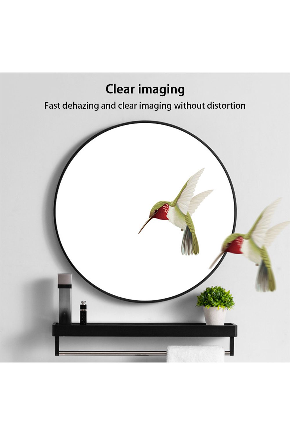 Living and Home 80cm Nordic Black Round Wall-Mounted Bathroom Mirror Metal Frame for Bedroom or Hallway image 5