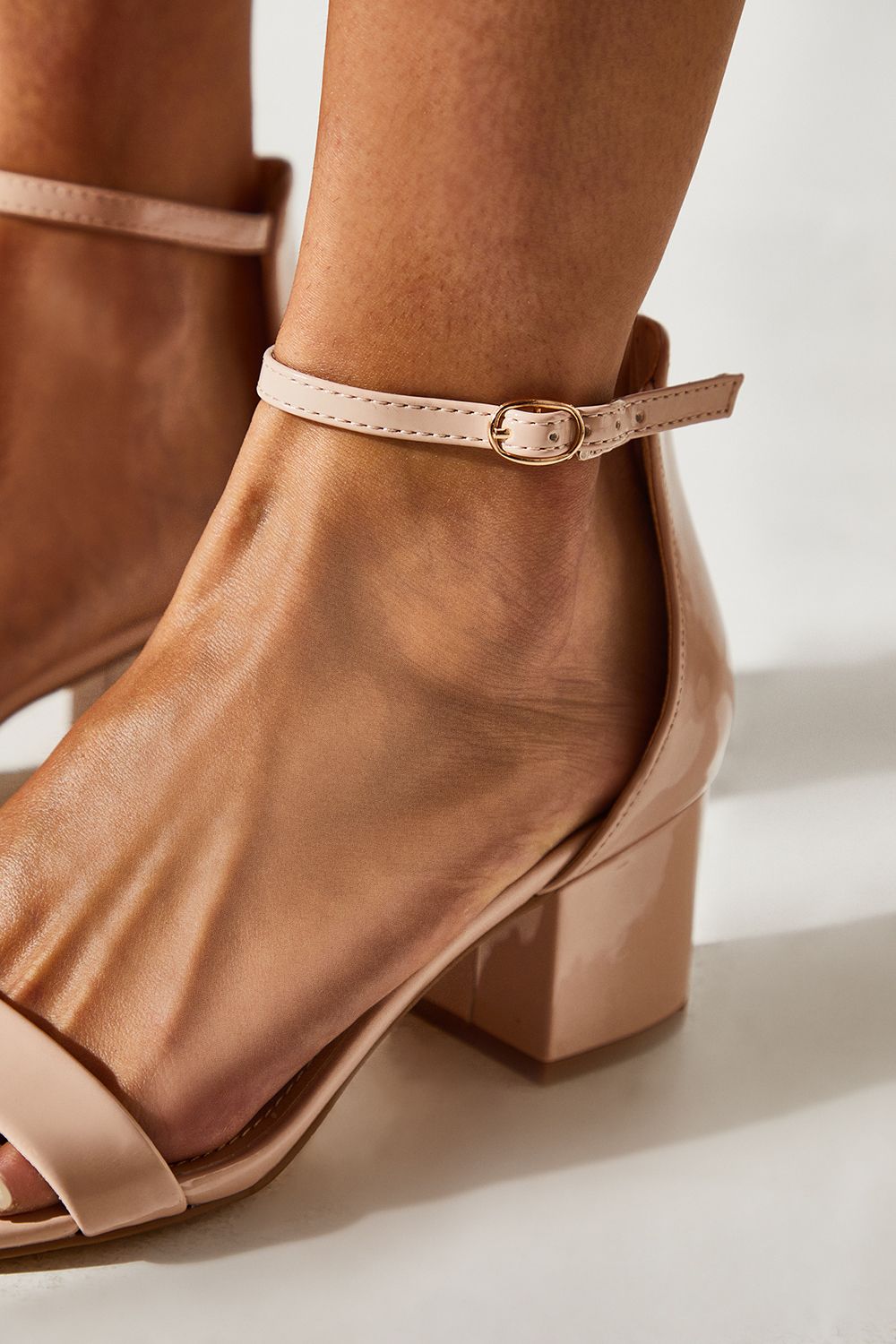 Coast Wide Fit Thelma Faux Leather Medium Block Heel Sandals Blush image 4