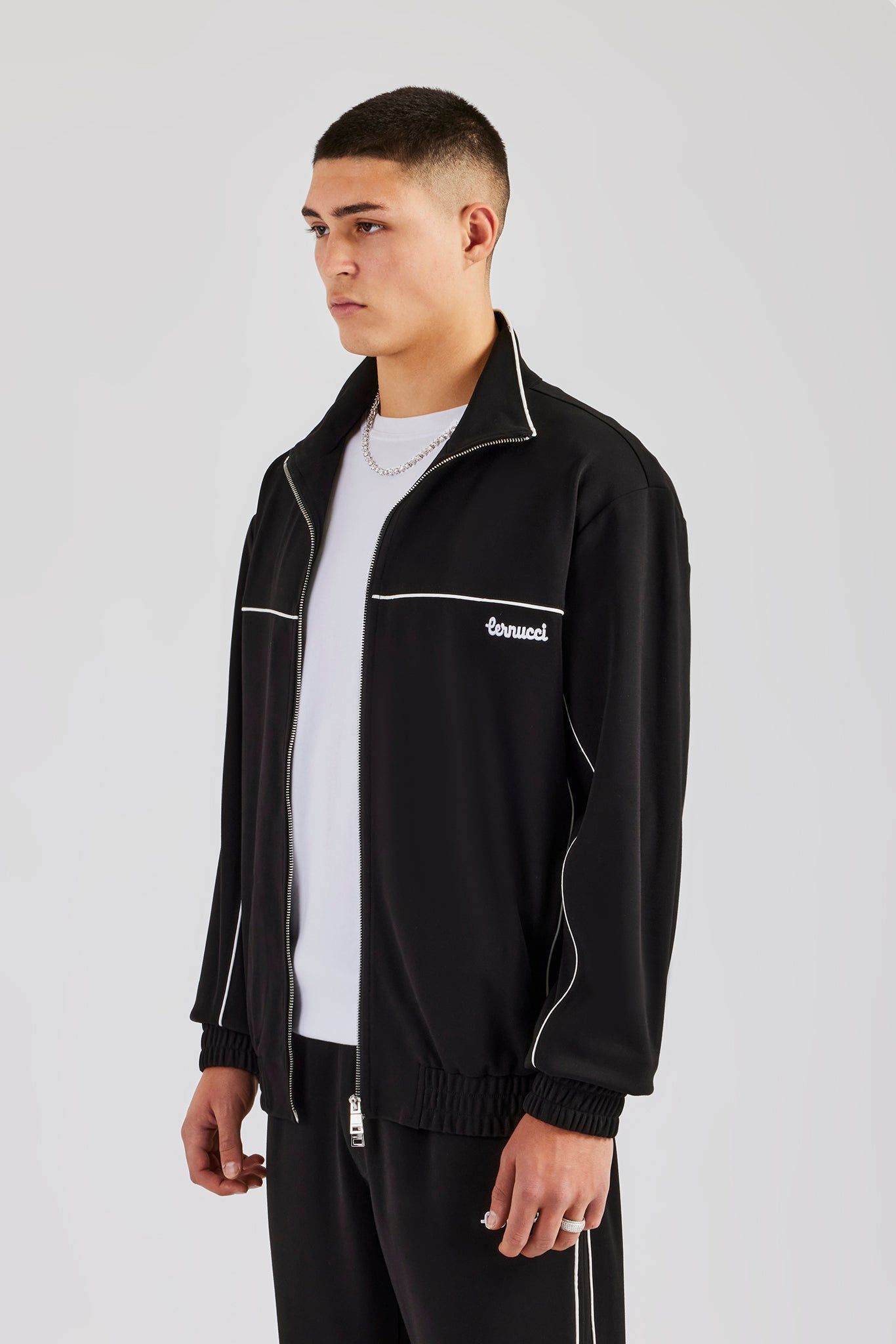 Cernucci Piping Zip Through Jacket - Black image 2