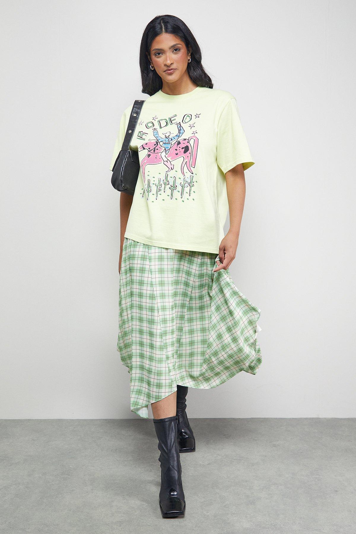 Warehouse Tony Rodeo Print Oversized T-Shirt Lime image 2