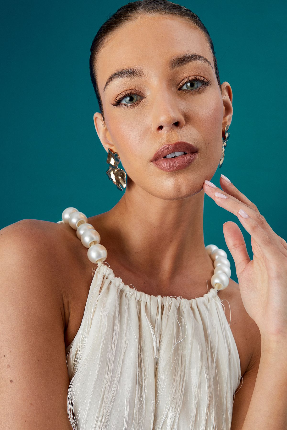 Coast Coast Muse Feather Pearl Trim Volume Maxi Dress Ivory image 4