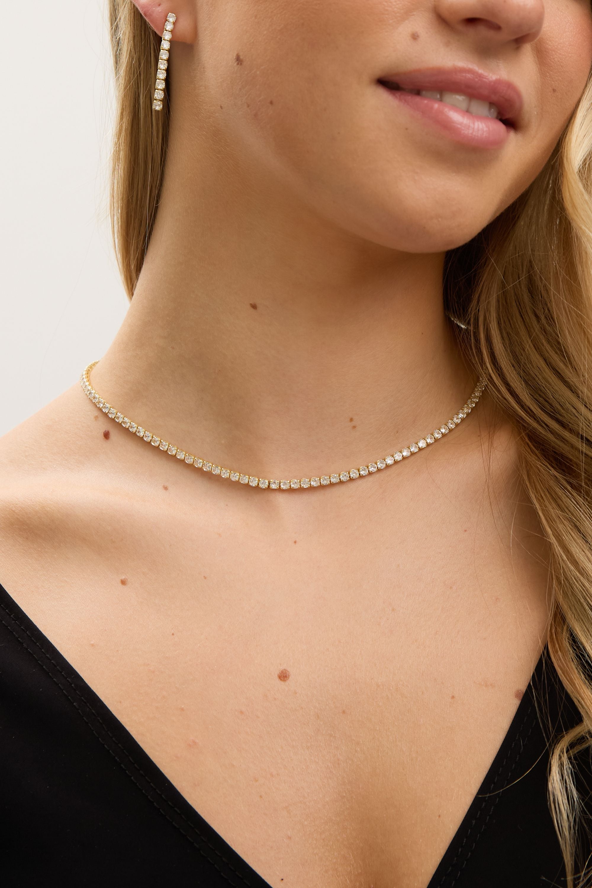 Jon Richard Gold Plated and Cubic Zirconia Round Tennis Necklace image 2