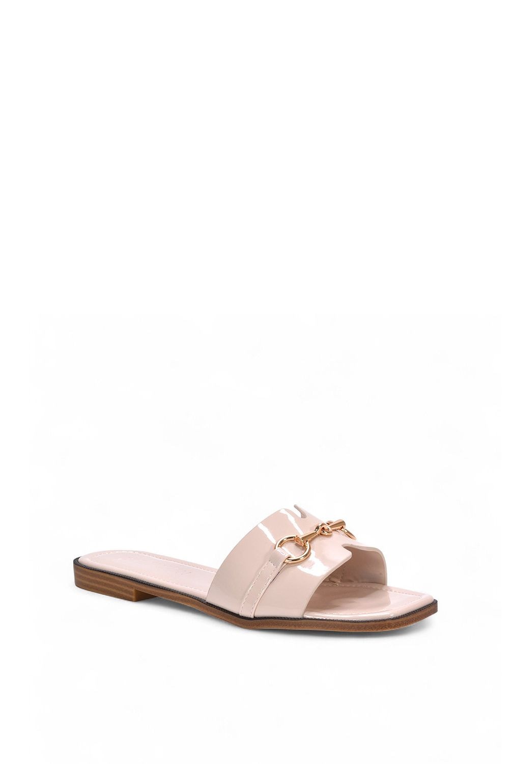 XY London 'Lesley' Square Toe Mule Slider Sandals With Buckle Detail image 2