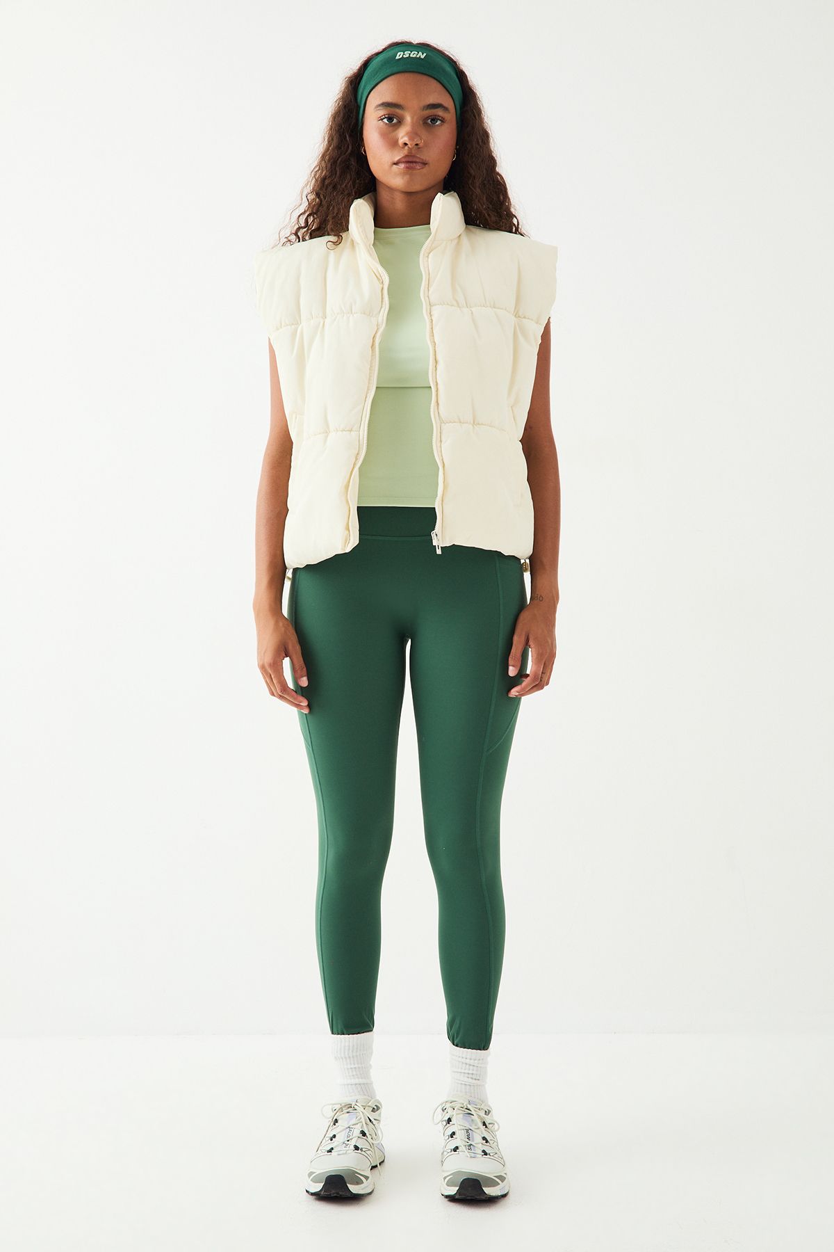 DSGN Studio DSGN Studio Sport Zip Through Puffer Gilet Cream image 5