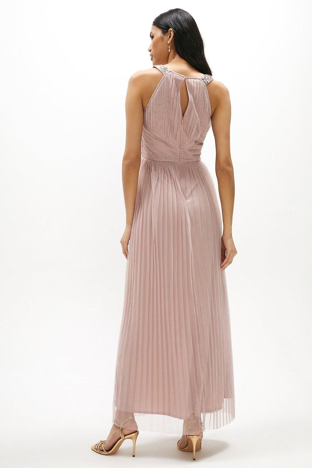 Coast All Over Pleated Bridesmaid Maxi Dress Blush image 3