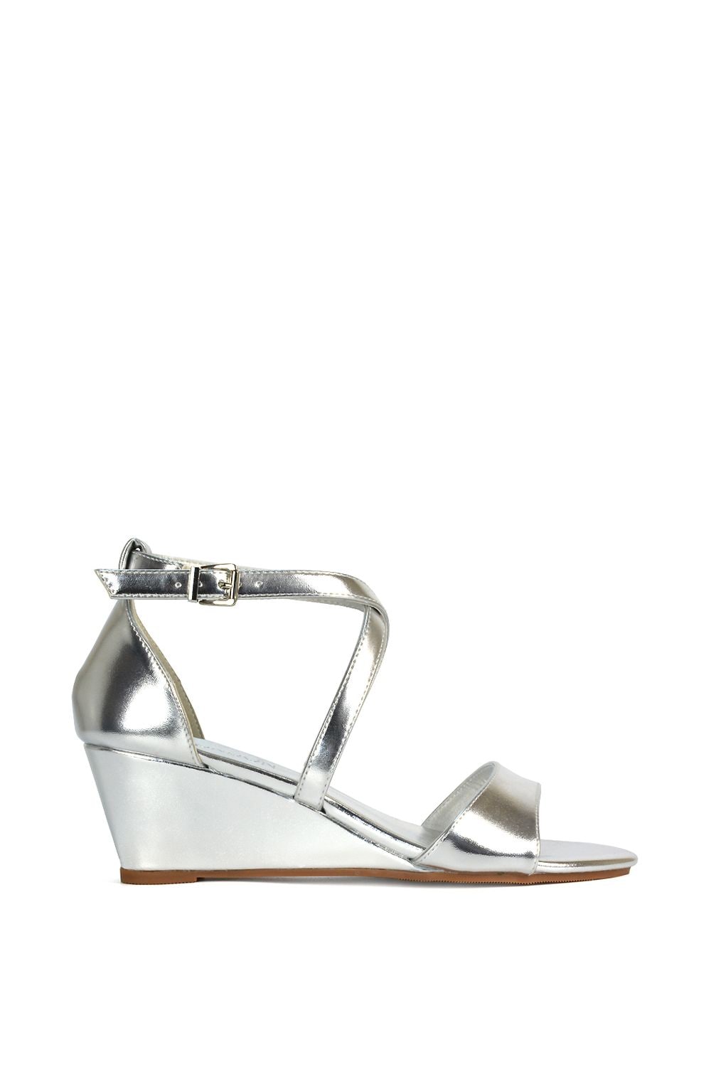 XY London 'Kylie' Strappy Sandal Wedge Heels With Ankle Strap