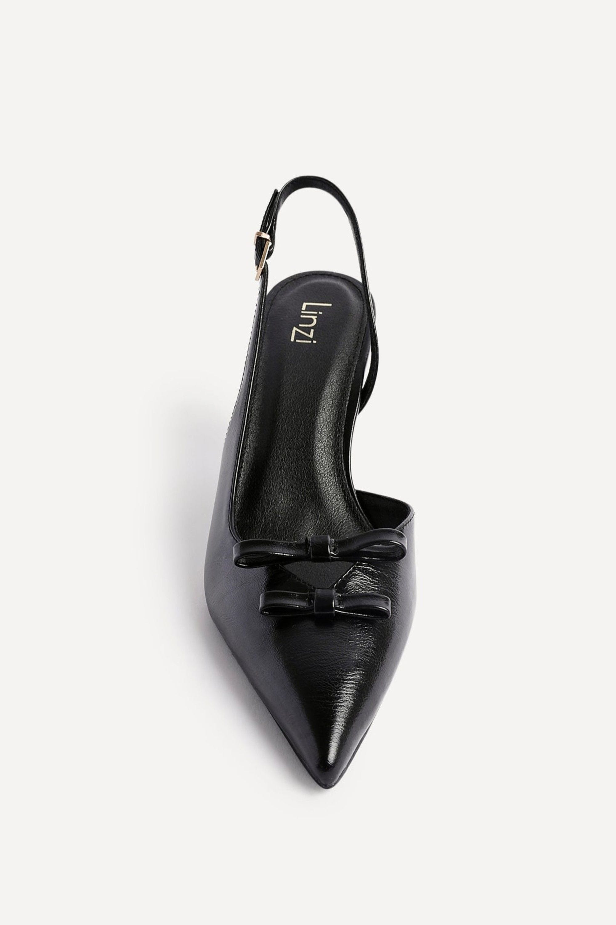 Linzi Aysha Black Faux Leather Court Heels image 4