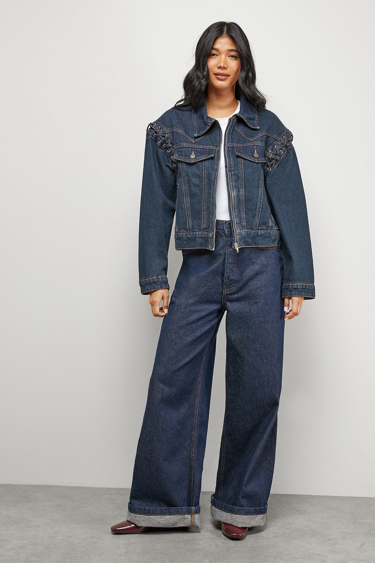 Warehouse Whipstitch Detail Washed Denim Jacket Vintage Wash image 2