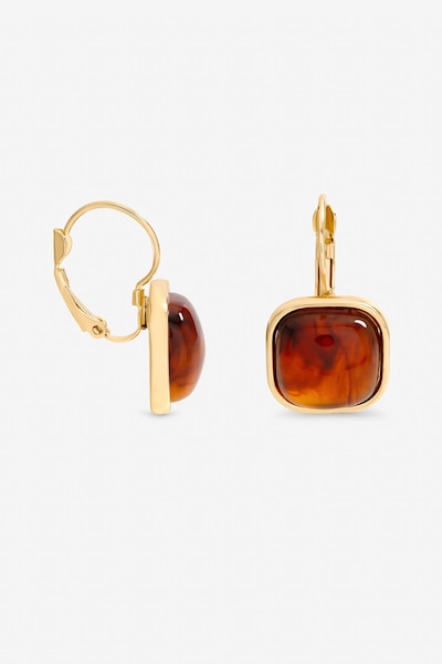 Mood Gold Plated Square Resin Drop Earrings
