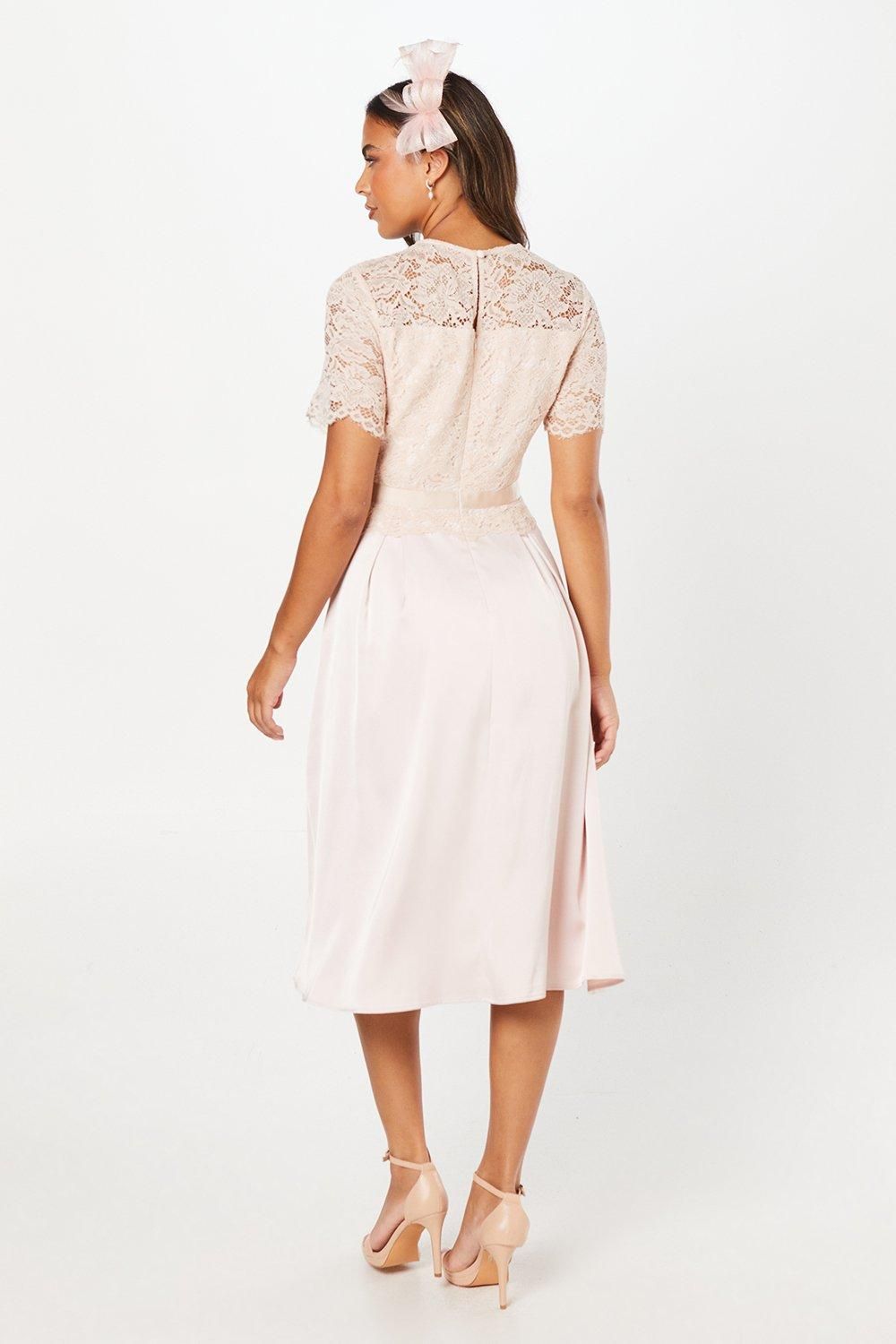 Coast Lace And Crepe Full Skirted Midi Dress Oyster image 3