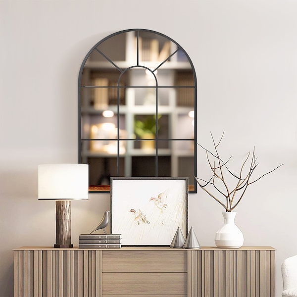 HOMCOM Modern Arched Window Wall Mirror for Living Room Bedroom