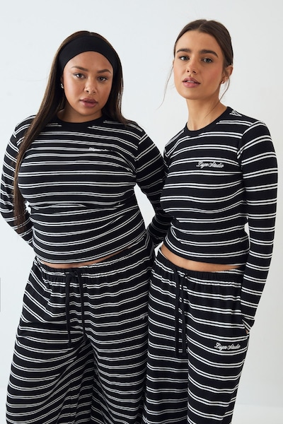 DSGN Studio DSGN Studio Stripe Fitted Long Sleeve Top Black
