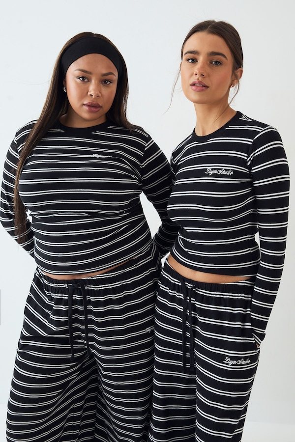 DSGN Studio DSGN Studio Stripe Fitted Long Sleeve Top Black