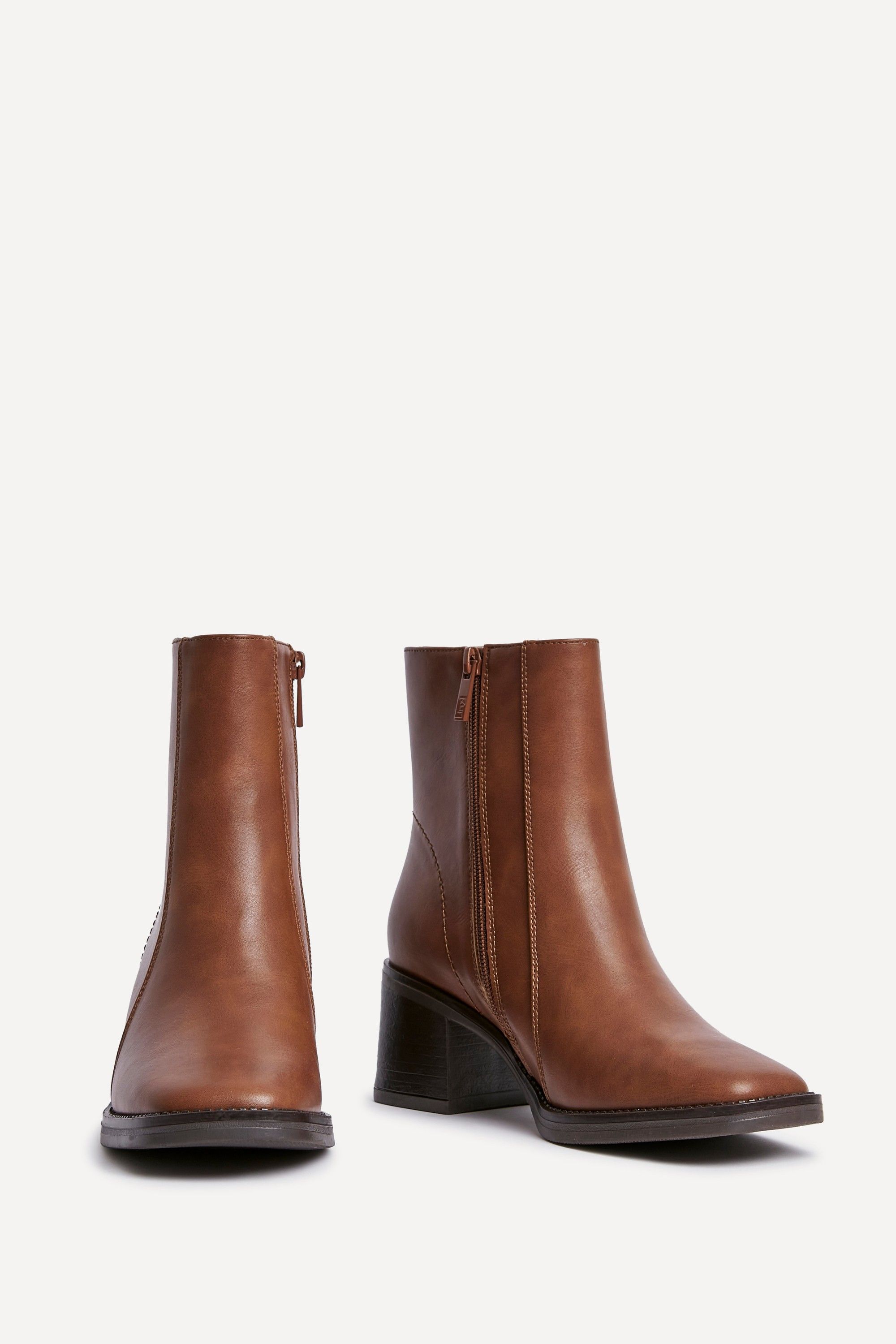 Linzi Wander Brown Faux Leather Heeled Ankle Boot image 3