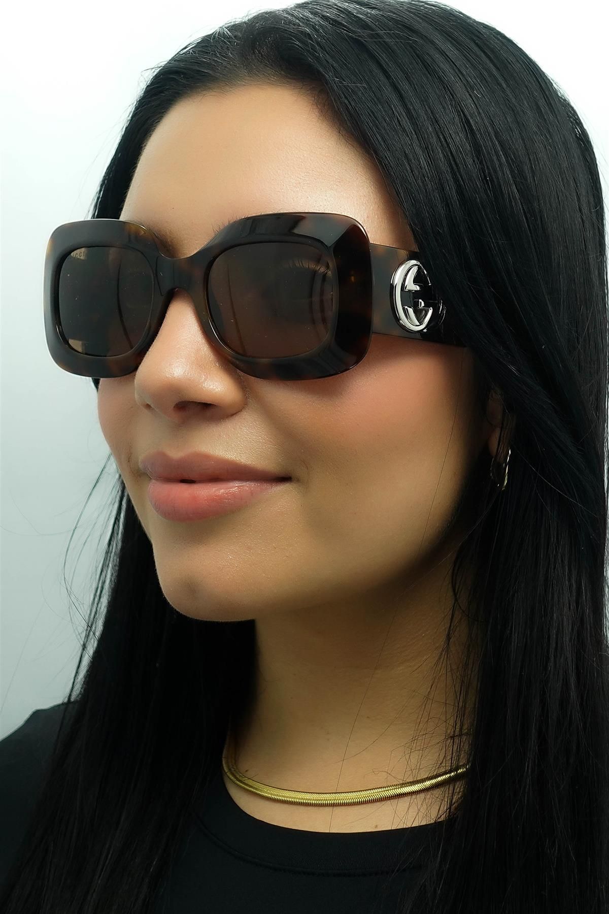 Gucci Square Havana with Silver Brown GG1695S image 6