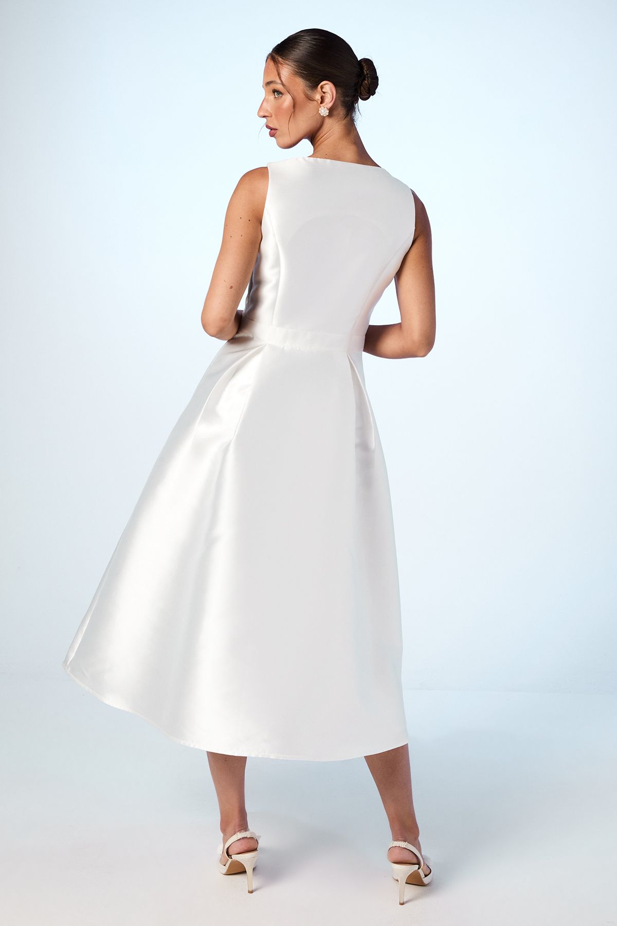Coast Bow Detail Full Skirt Midi Dress Ivory image 3
