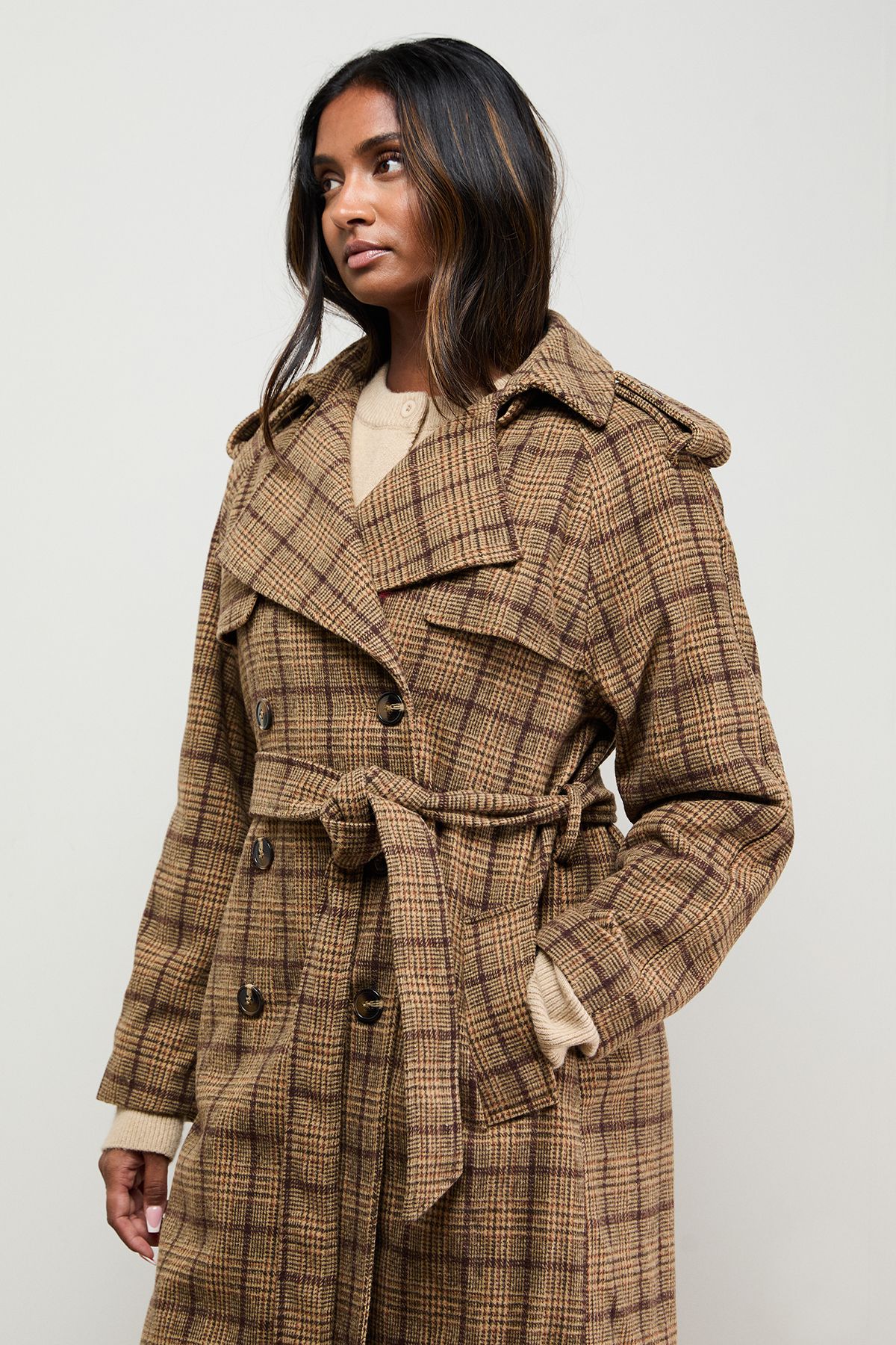 Oasis Check Relaxed Coat Multi image 2