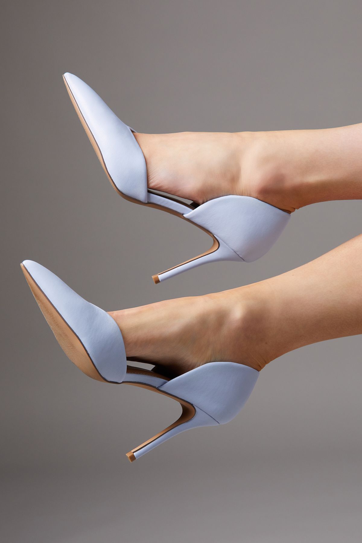 Coast Sinitta Faux Leather Pointed Two Part High Stiletto Heel Court Shoes Blue image 3