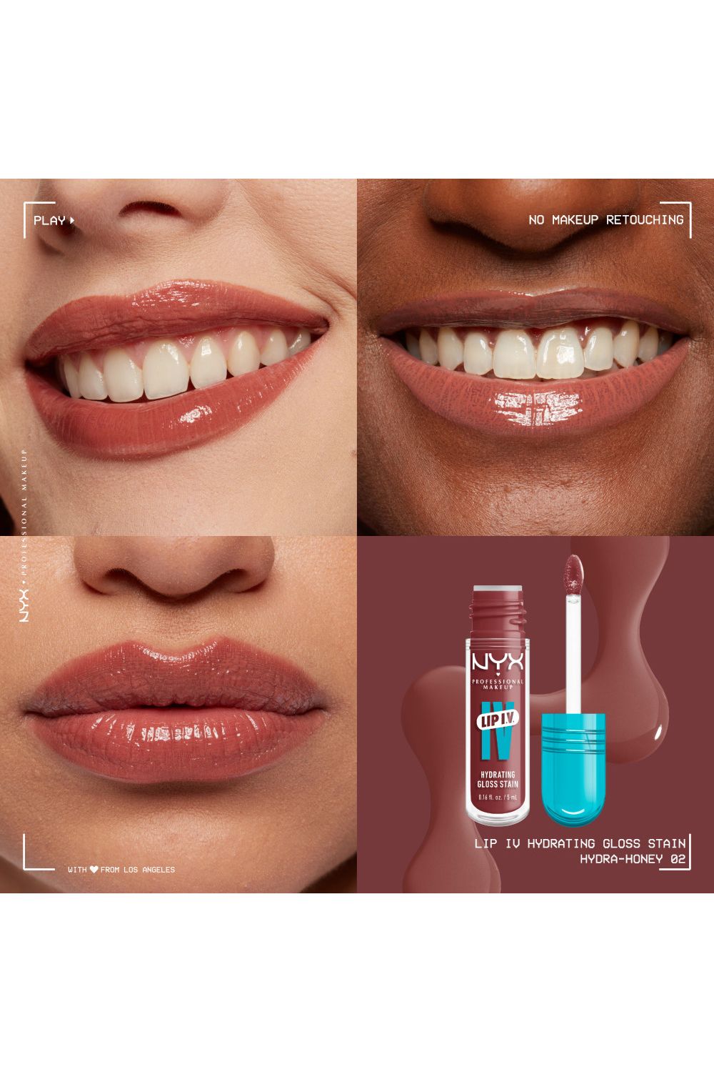 NYX Professional Makeup Lip IV Hydrating Gloss Stain, Lip Gloss 5ml Hydra Honey image 4