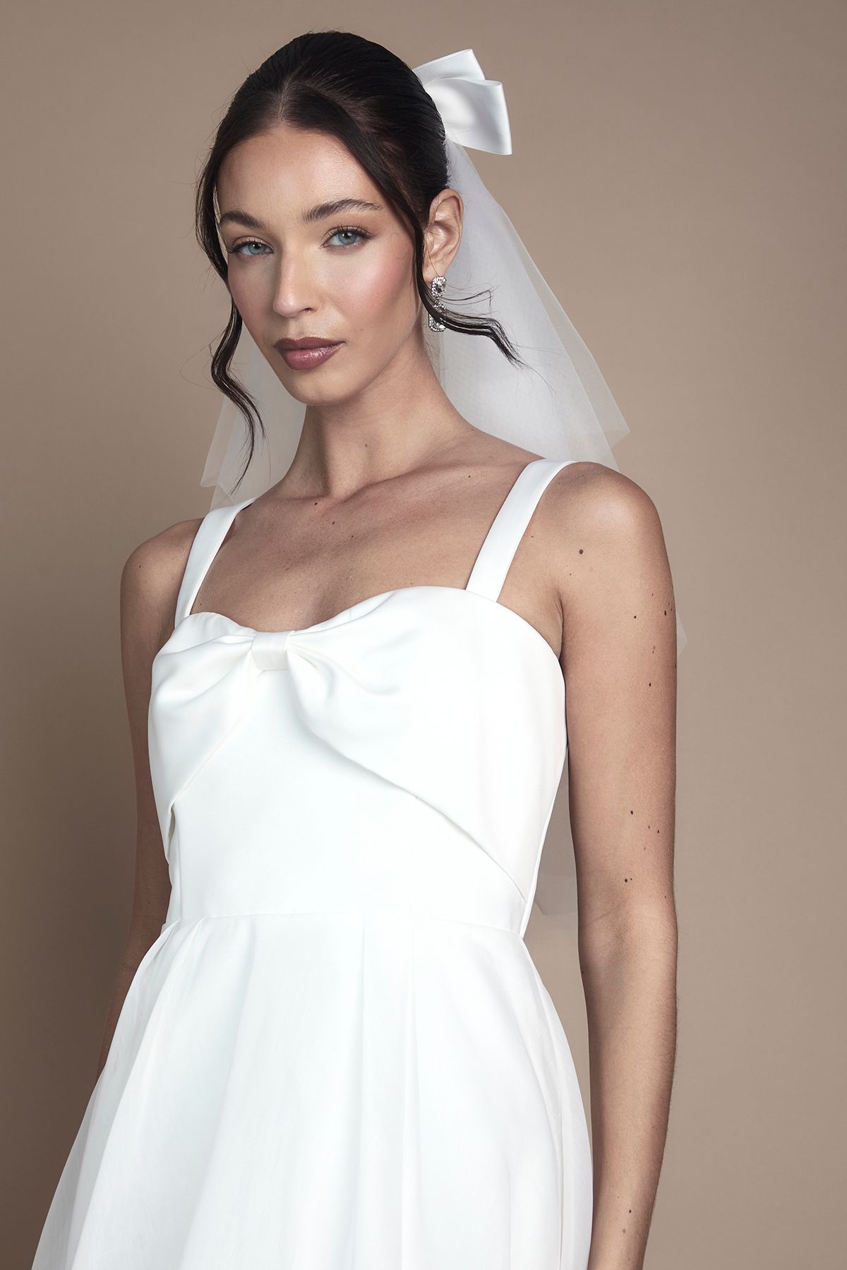 Coast Bow Detail Sweetheart Mini Dress with Organza Overskirt Ivory image 4