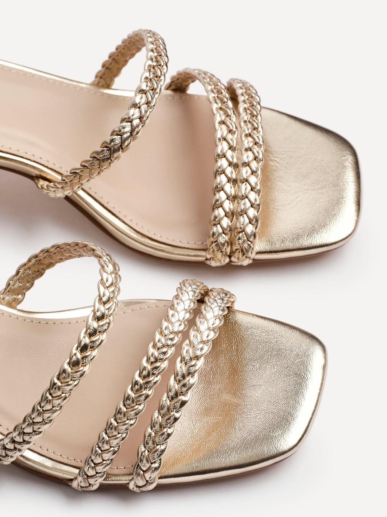 Linzi Hariette Gold Faux Leather Plaited Heels image 5