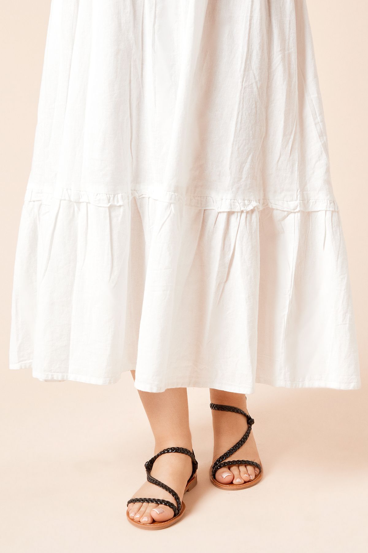 Dorothy Perkins Jamie Plaited Asymmetric Strap Flat Sandals Black image 2