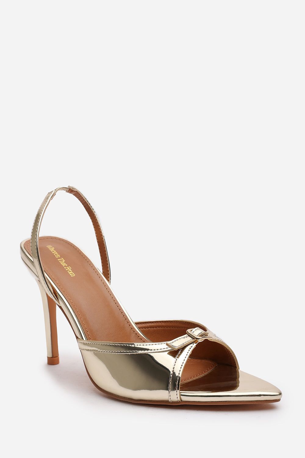 Where's That From 'Journey' Patent Pointed Open Toe Slingback Heel Front Buckle image 3