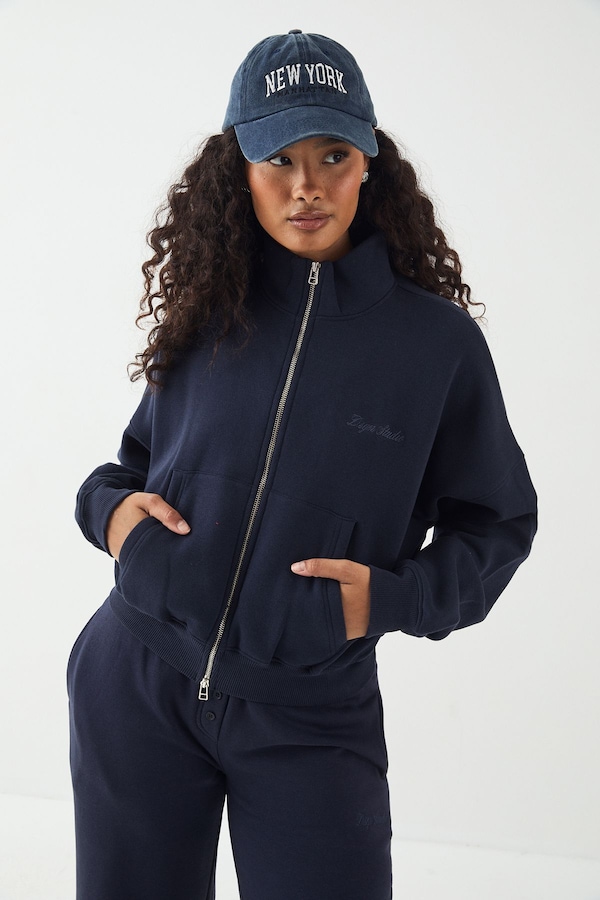 DSGN Studio DSGN Studio Embroidery Zip Through Funnel Neck Bomber Navy