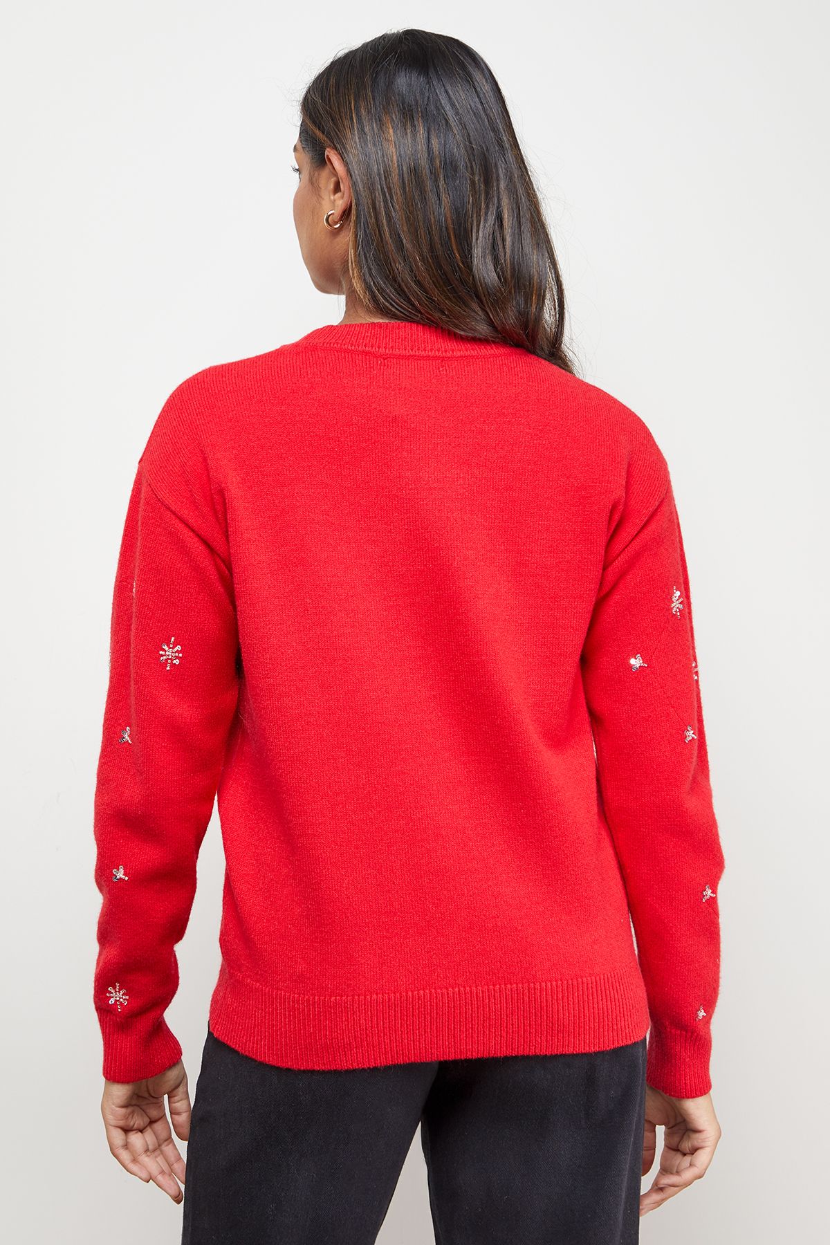Oasis Embellished Crew Neck Jumper Red image 3