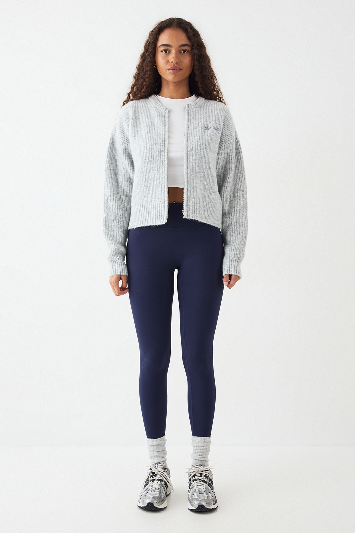 DSGN Studio DSGN Studio Knitted Boxy Zip Through Bomber Ash Grey image 5