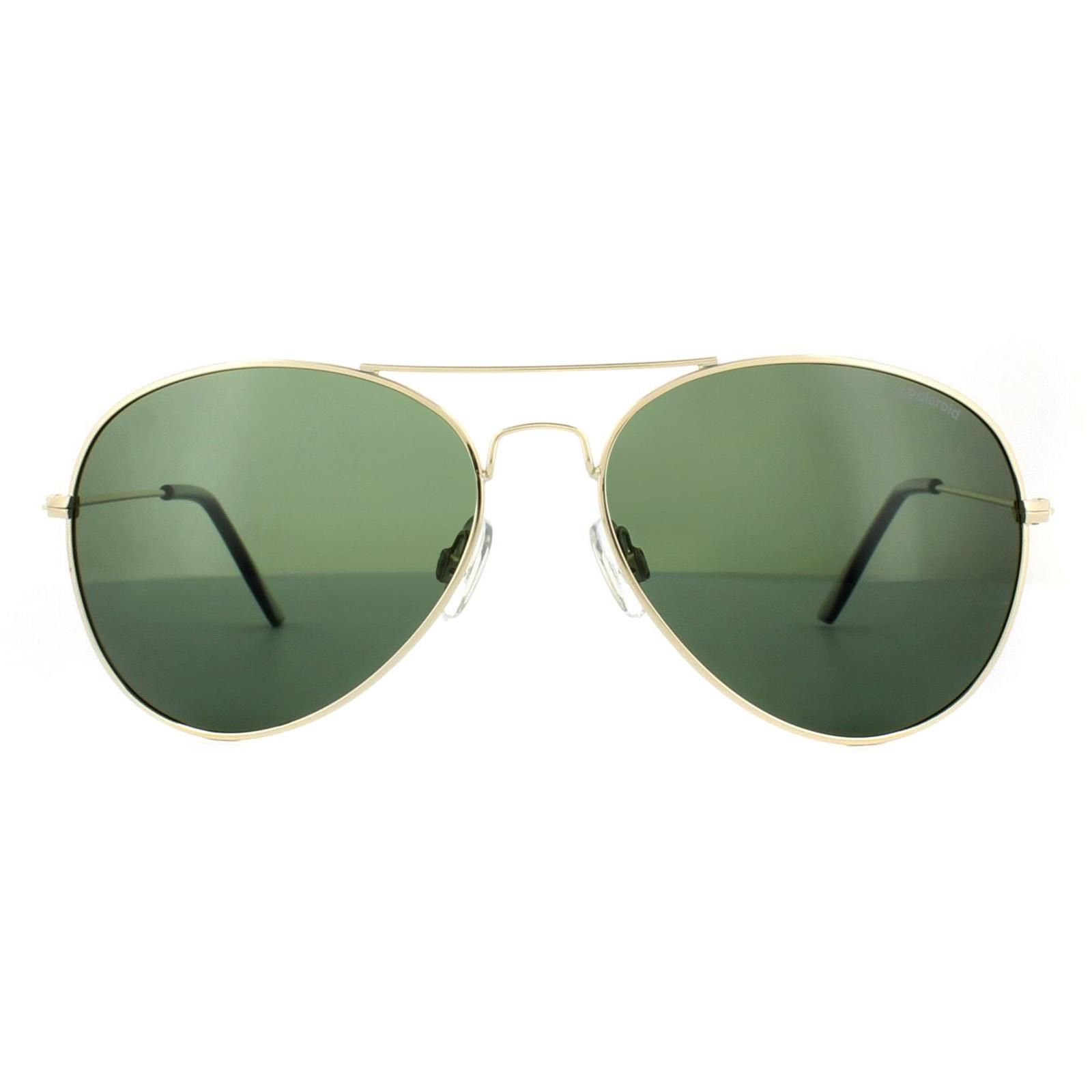 Polaroid Aviator Gold Green Polarized Sunglasses image 1