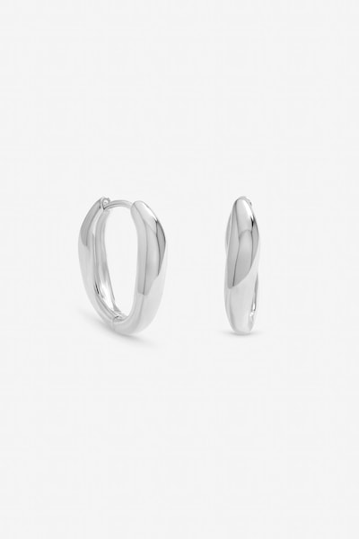 Inicio Sterling Silver Plated Polished Fluid Twist Hoops