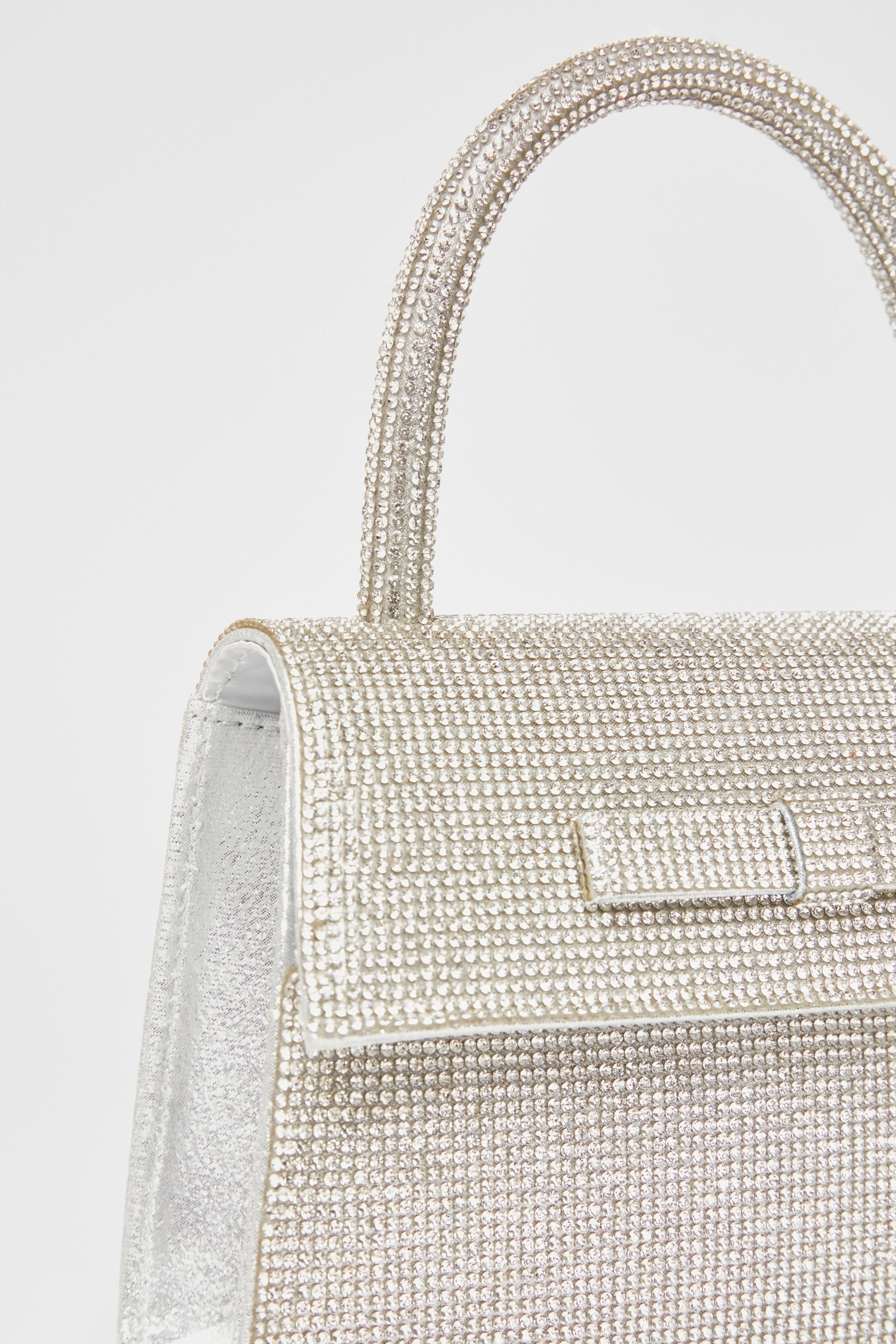Quiz Silver Diamante Top Handle Bag image 5