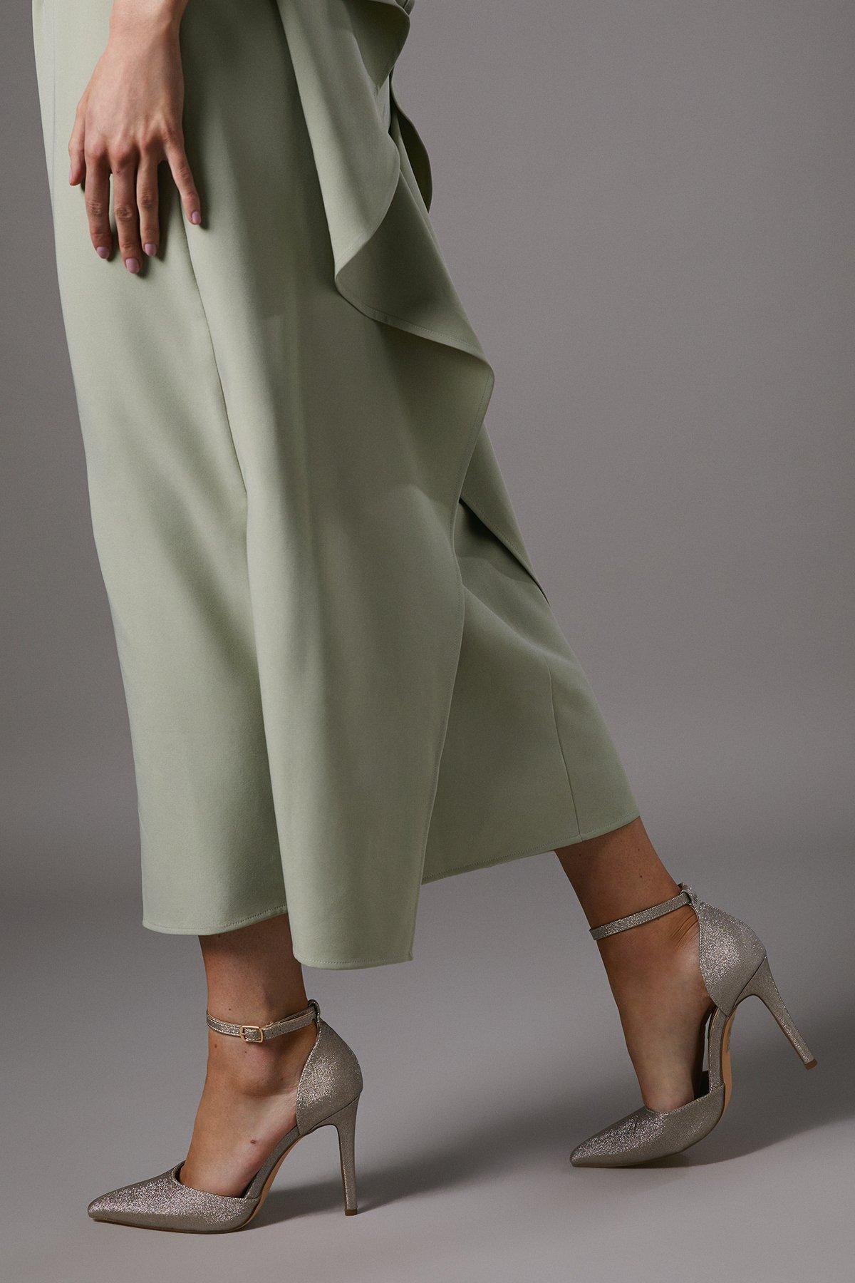 Coast Nautila Glitter High Heel Stiletto Open Pointed Court Shoes Champagne image 2