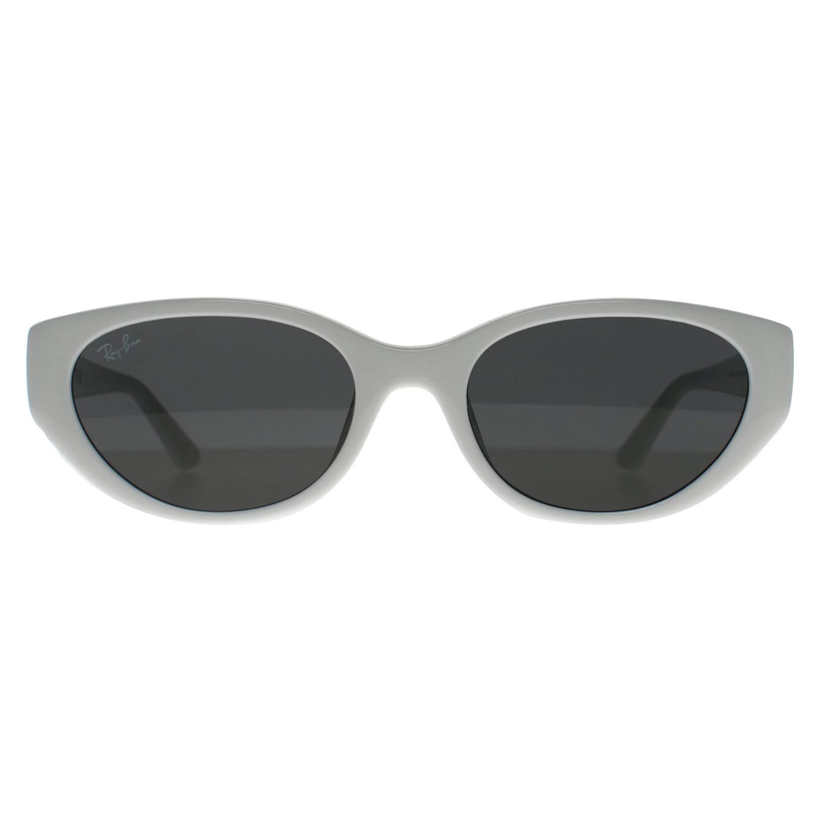 Ray-Ban Oval Polished White Dark Grey RB4457D Bio Based image 1