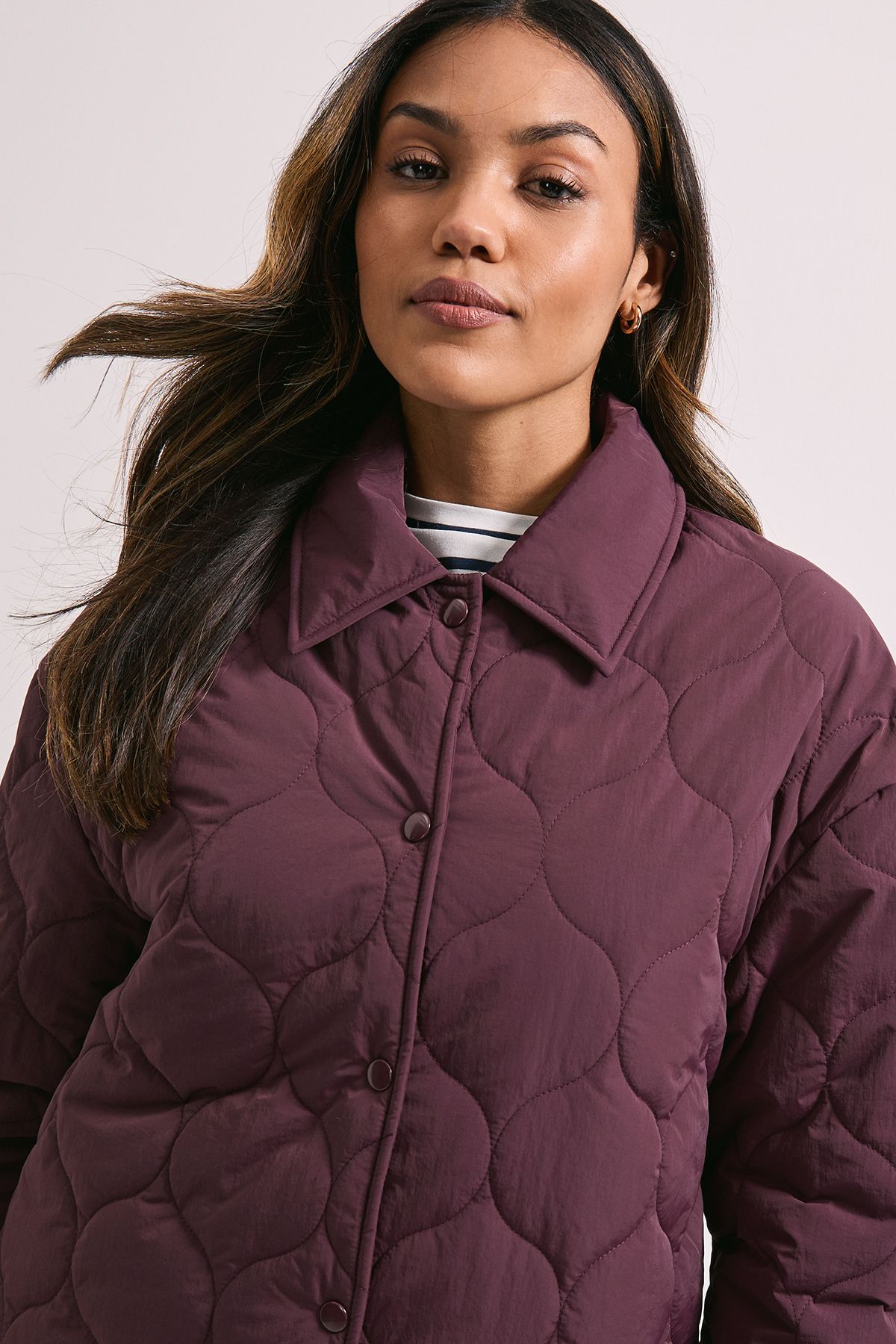 Dorothy Perkins Quilted Collared Jacket Berry image 4