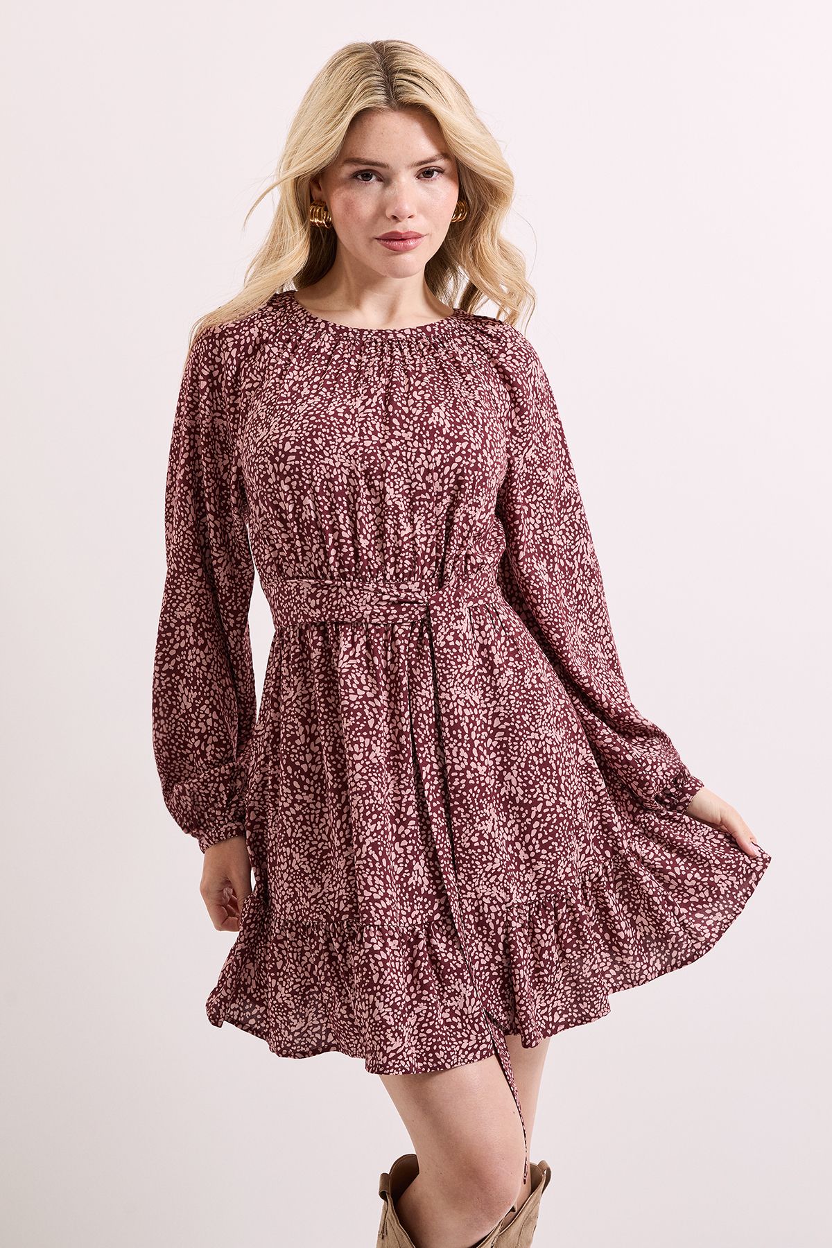 Dorothy Perkins Animal Printed Blouson Sleeve Mini Dress Animal image 2