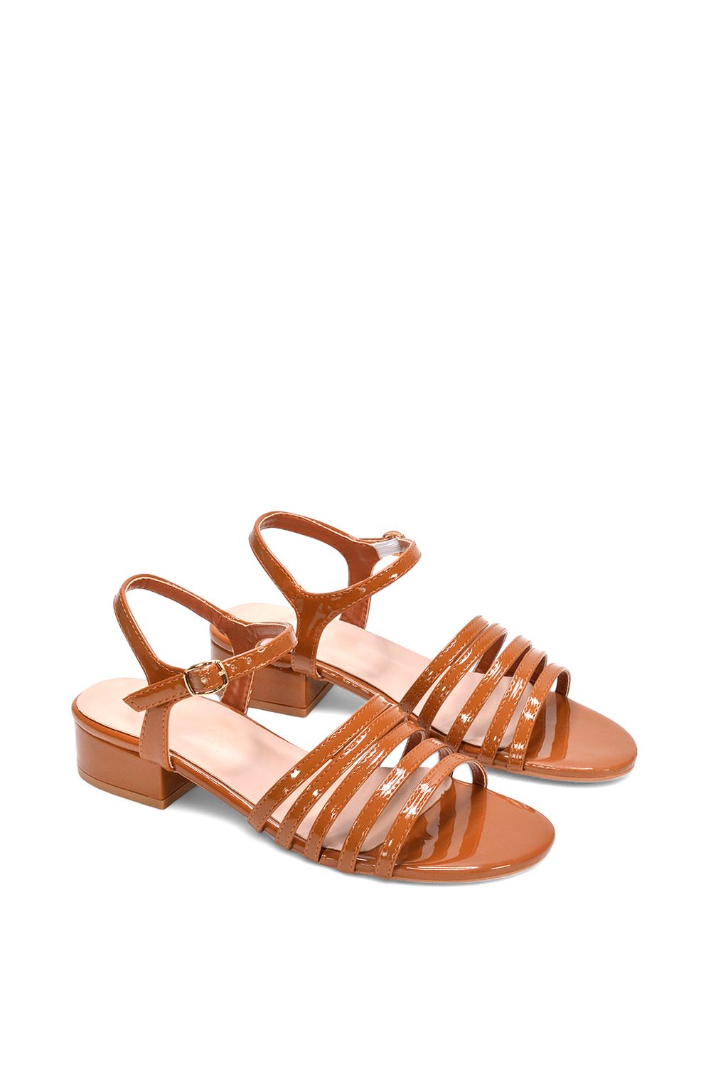 XY London 'Katie' Low Heel Open Toe Sandals With Ankle Strap image 5