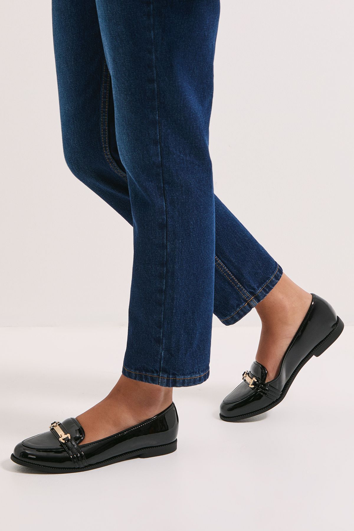 Dorothy Perkins Wide Fit Lora Snaffle Loafers True Black