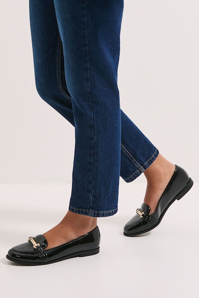 Dorothy Perkins Wide Fit Lora Snaffle Loafers True Black