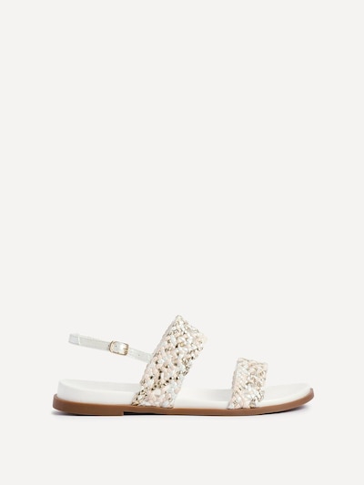 Linzi Galia White Faux Leather Handwoven Flat Sandals
