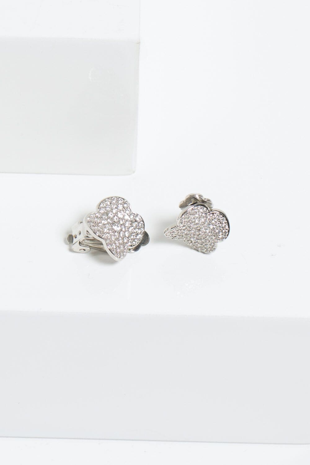 Jon Richard Rhodium Plated Cubic Zirconia Pave Clover Clip Earrings image 3