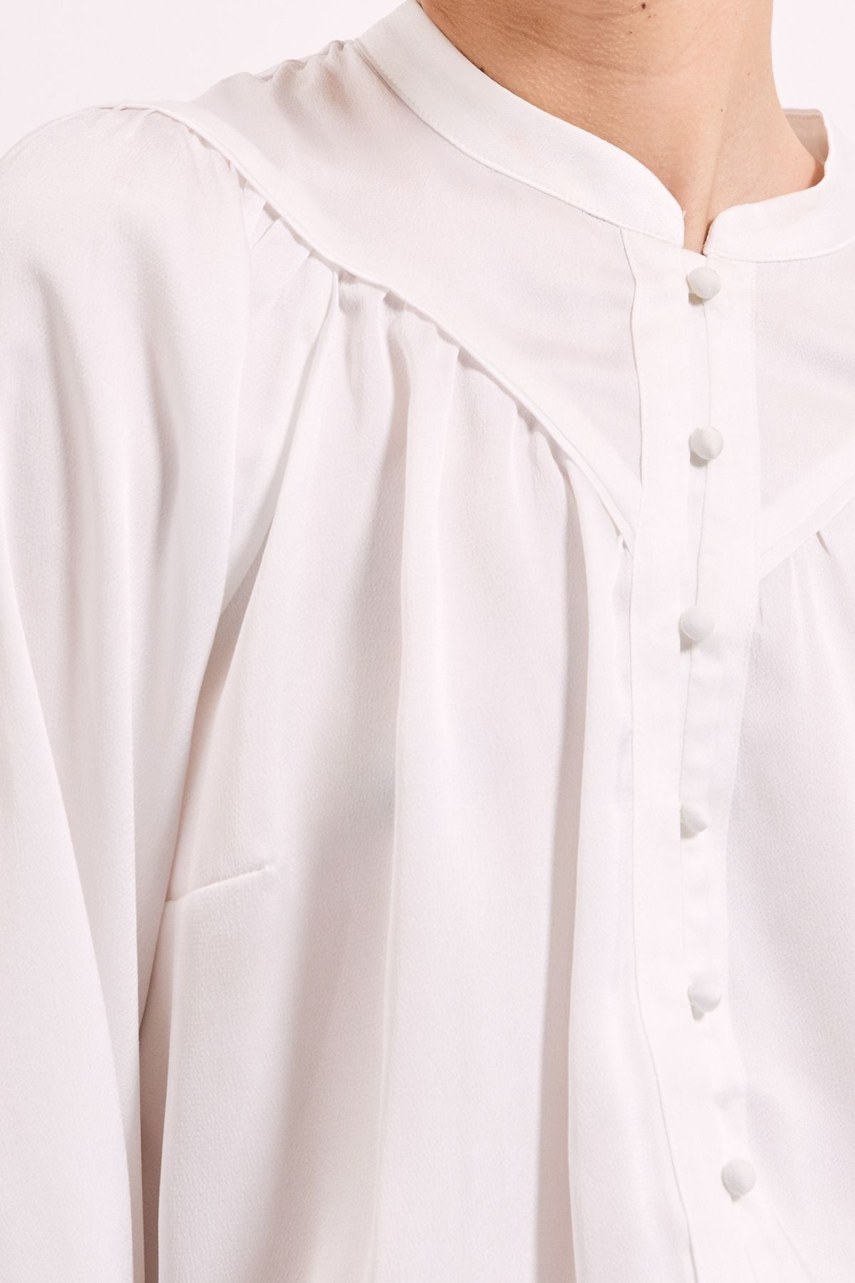 Principles Ivory Satin Button Collar Detail Shirt Ivory image 5