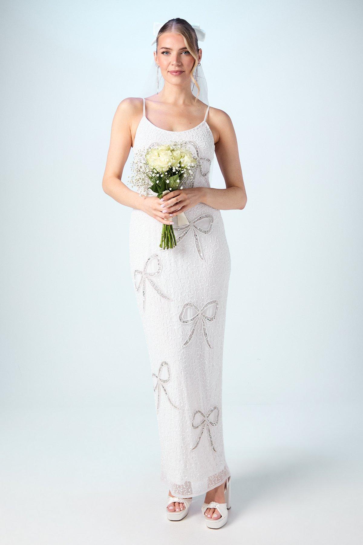 Coast Bow Embellished Maxi Wedding Dress Ivory image 1