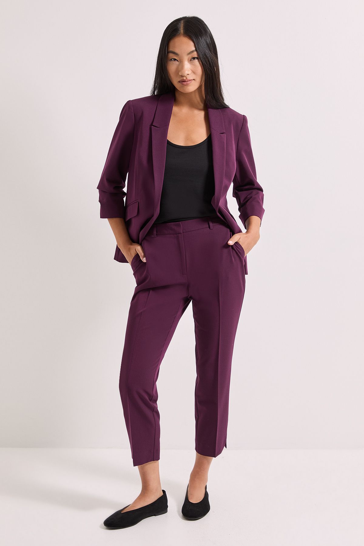 Dorothy Perkins Petite Ankle Grazer Trouser Plum image 1