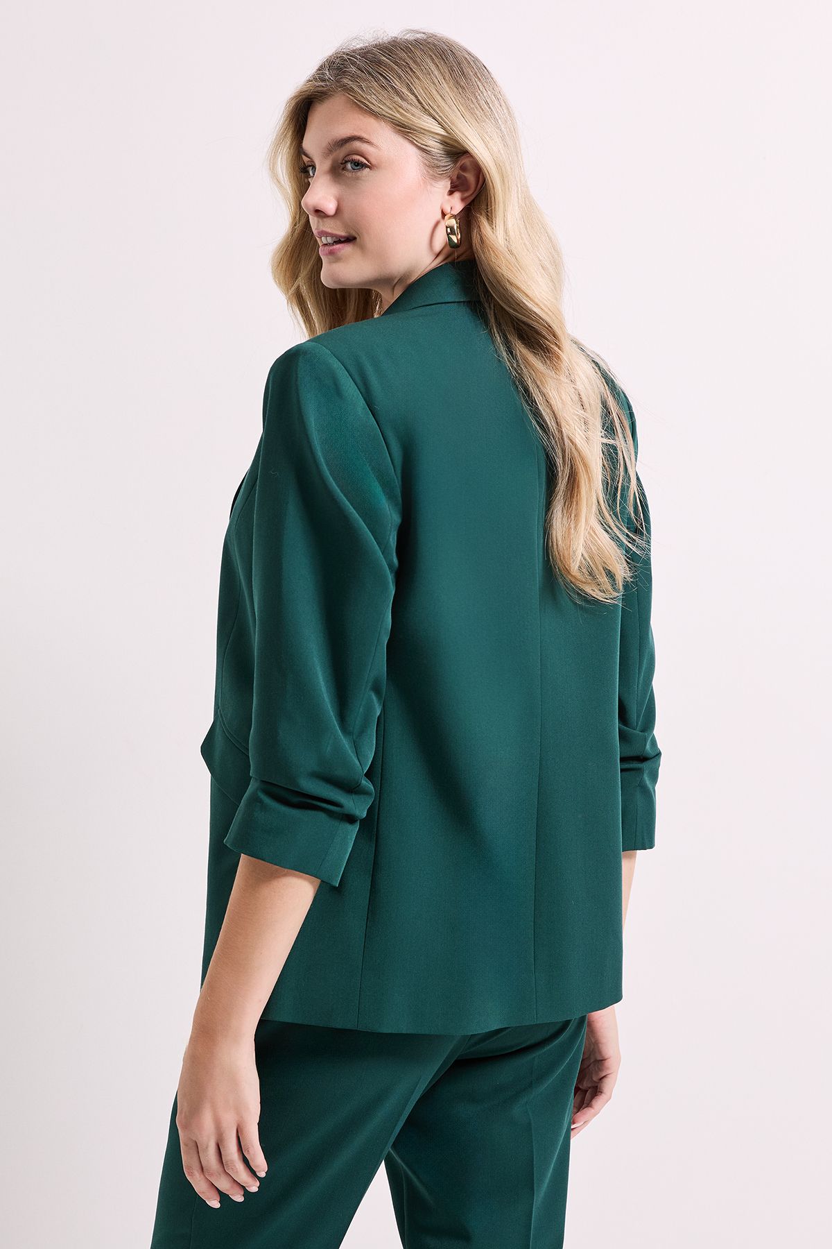 Dorothy Perkins Ruched Sleeve Blazer Forest image 4
