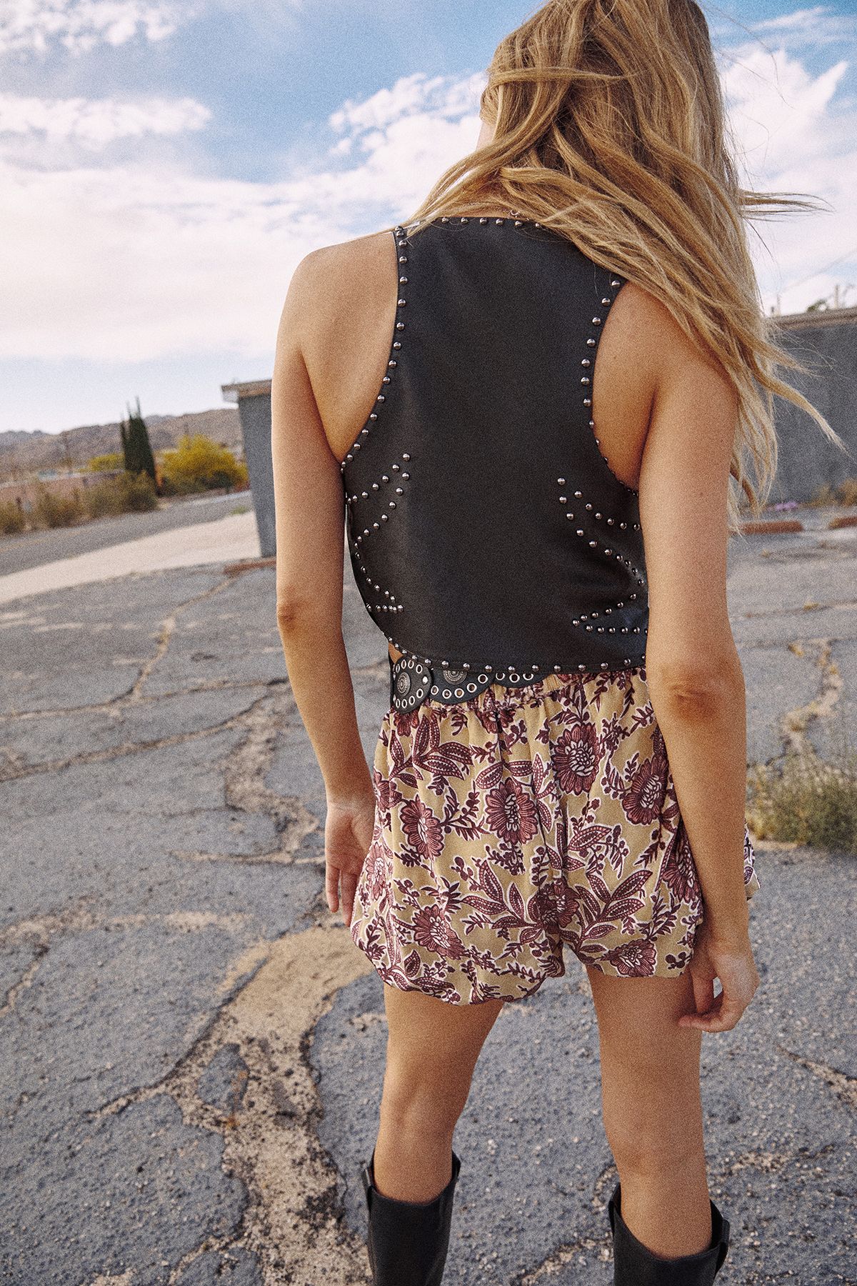 NastyGal Faux Leather Studded Tie Front Vest Black image 3