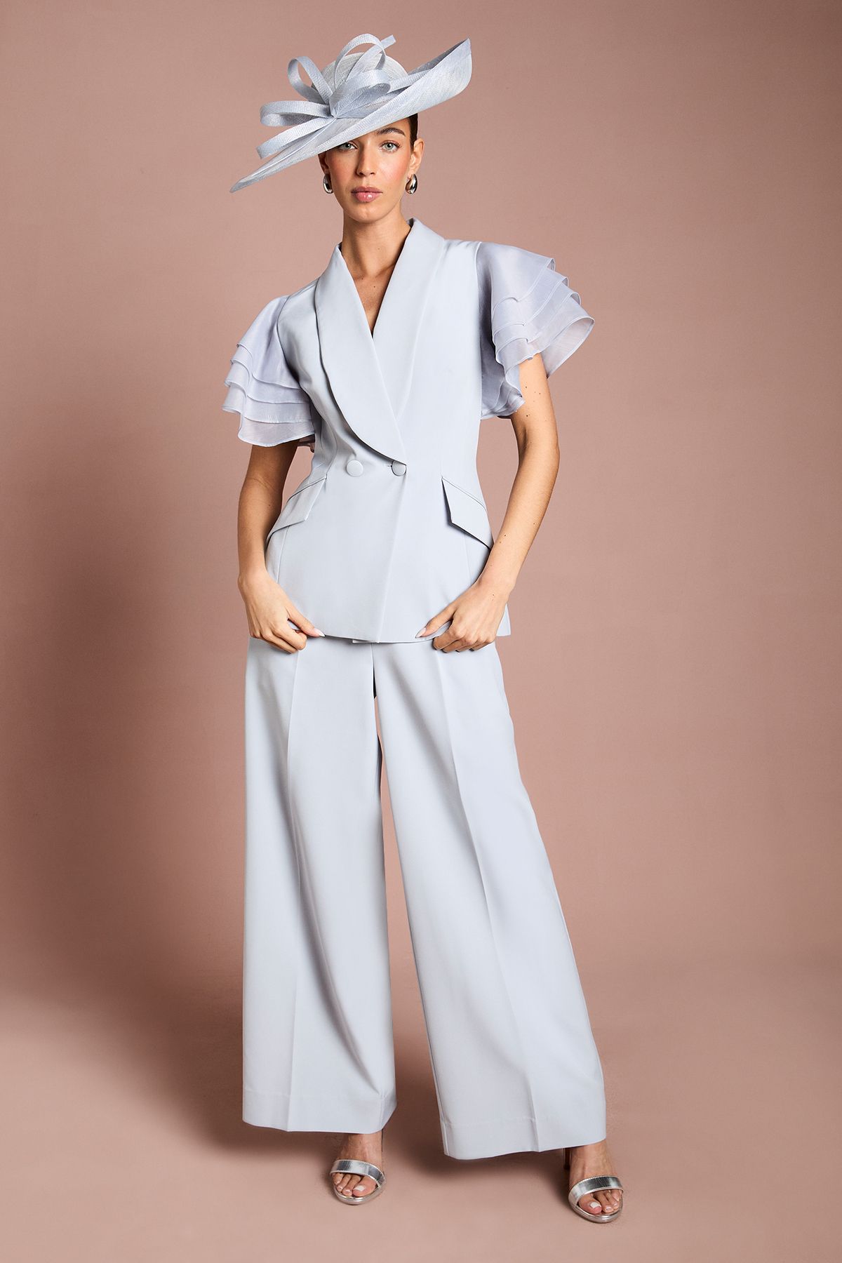 Coast Lisa Tan Straight Leg Crepe Trouser Blue