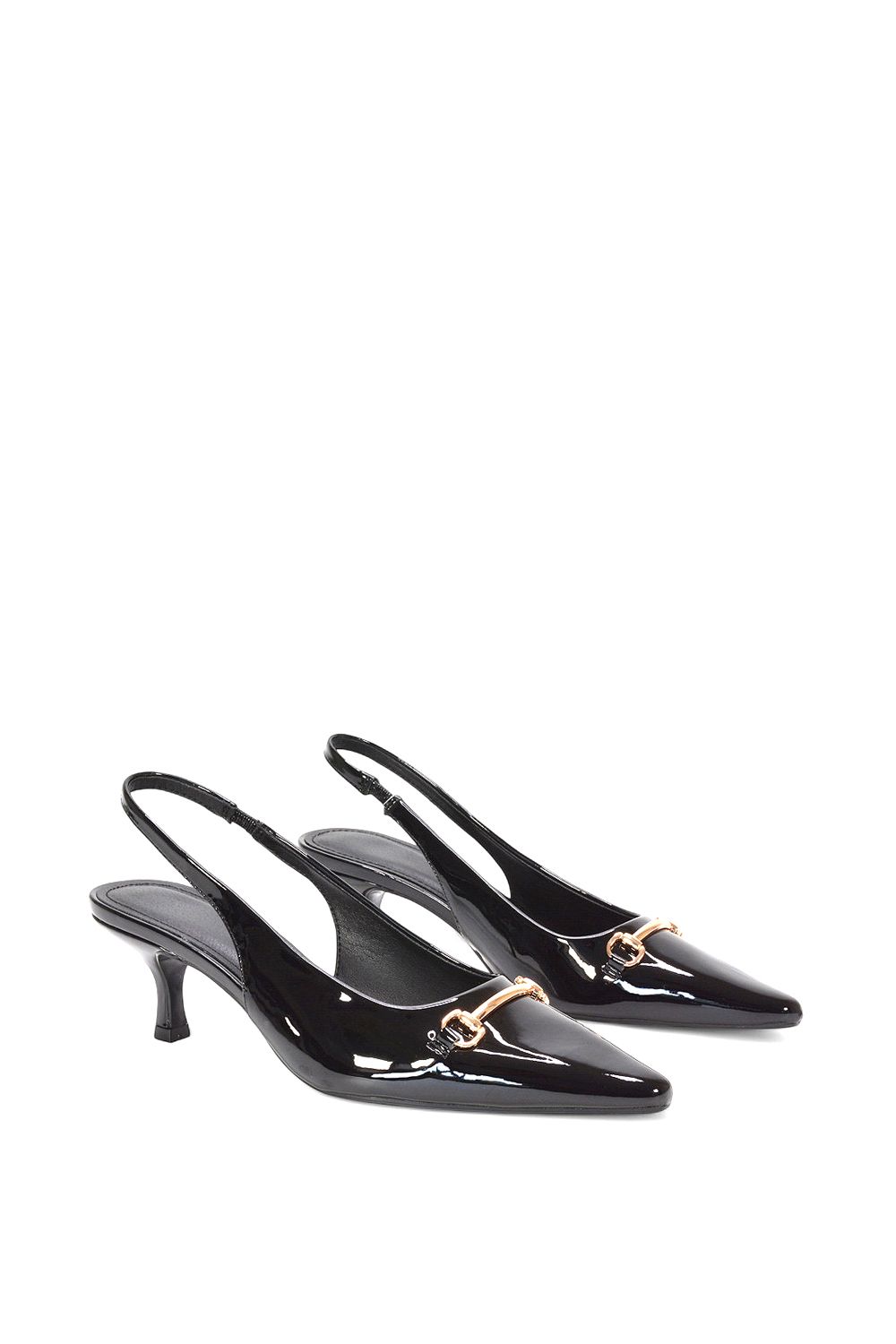 XY London 'Jane' Pointed Toe Slingback Mid Kitten Heels with Buckle image 3